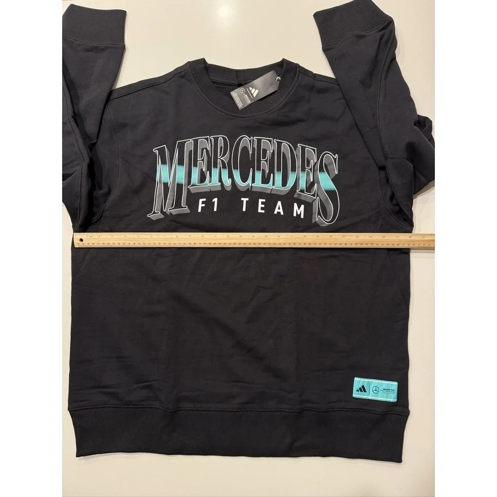 adidas Mercedes F1 Team Black Teal Fleece Sweatshirt Mens XL KG4747 NWT